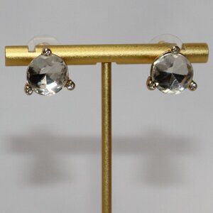 Large Crystal White Gold Tone Stud Earrings
